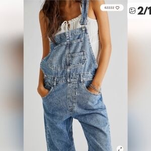 FP We The Free Ziggy Denim Straight Leg Overalls sz L